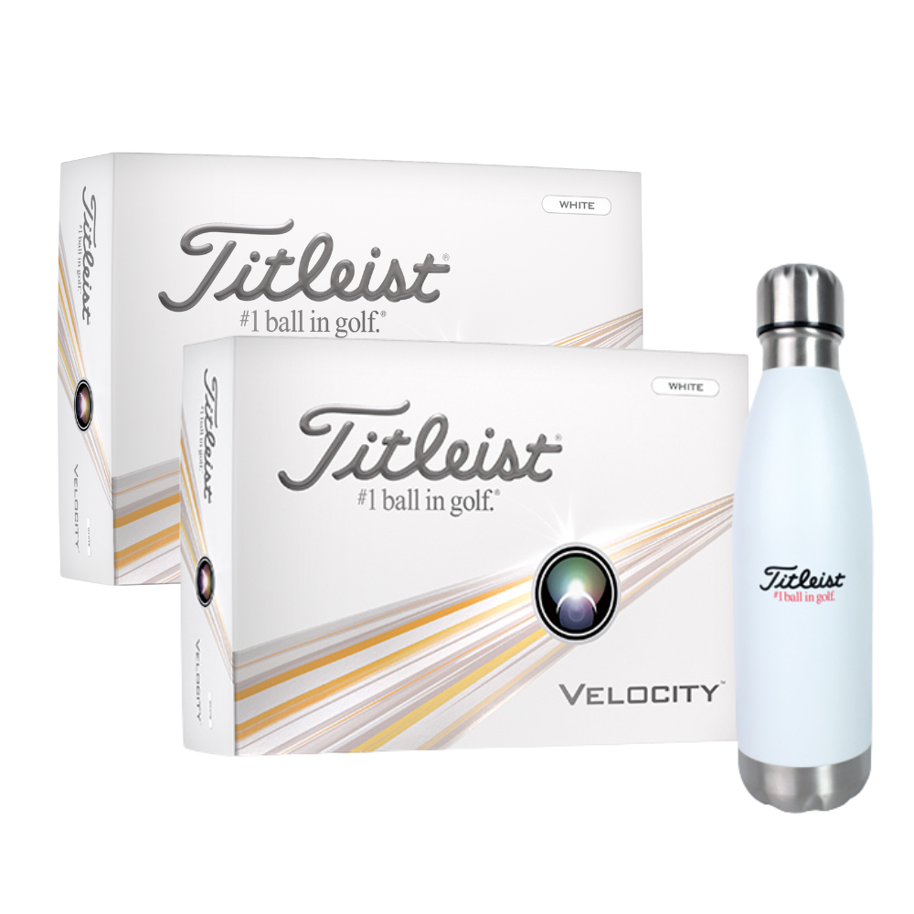 Titleist Velocity Golf Balls Double Dozen + Free Drinks Bottle